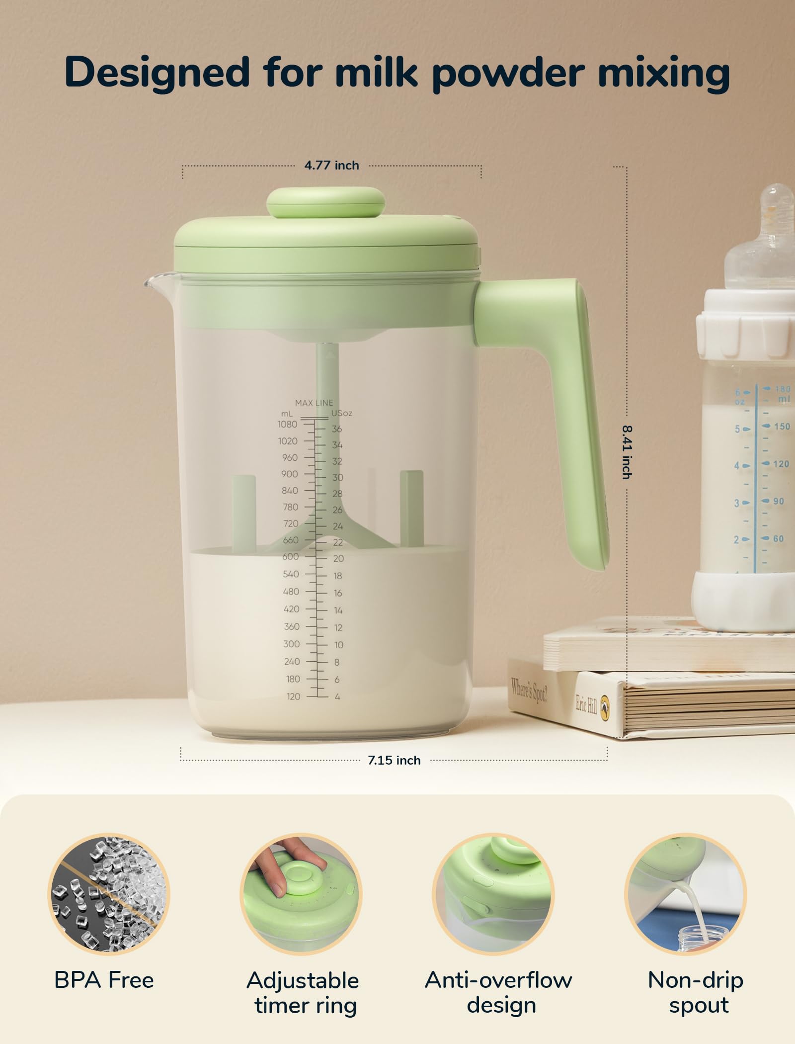 Formula Pitcher Mua Electric Formula Pitcher, 36 oz Baby Formula Mixing Pitcher ...