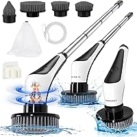 Electric Spin Scrubber - [IPX8 Waterproof] Homtronics Cordless Cleaning Brush with 4 Brush Heads, 2 Speed Mode, 120cm Adjusta