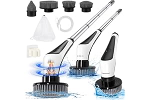 Electric Spin Scrubber - [IPX8 Waterproof] Homtronics Cordless Cleaning Brush with 4 Brush Heads, 2 Speed Mode, 120cm Adjusta
