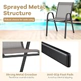 TANGZON Garden Chairs Set of 2 4 Stackable Outdoor Armchairs Grey view 4