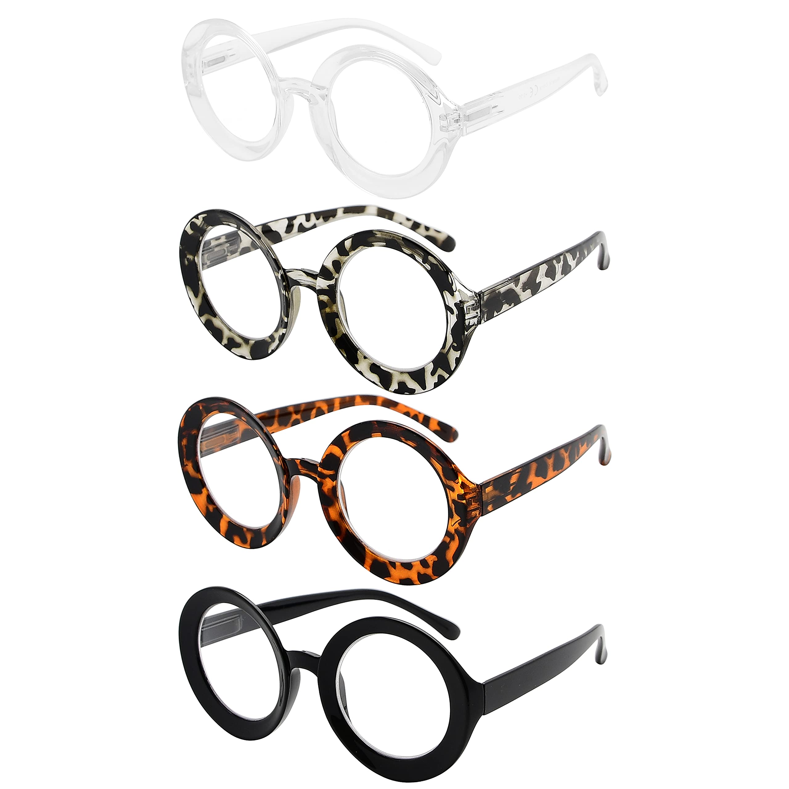 Photo 1 of Eyekepper 4-pack Round Reading Glasses for Women Reading - Oversized Ladies Readers +3.50