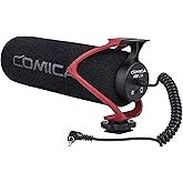 COMICA CVM-V30 LITE Video Microphone,Super-Cardioid Condenser On-Camera Shotgun Microphone for Canon Nikon Sony Panasonic DSLR Cameras,Mic for iPhone Android Smartphone with 3.5mm Jack(Red)