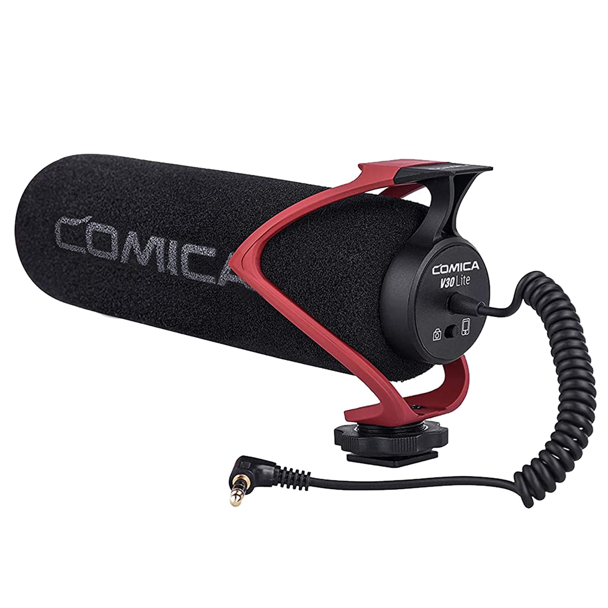 COMICA CVM-V30 Lite Super-Cardioid Video Shotgun Microphone, Interview Videomic Shotgun Microphones for Nikon Canon DSLR Camera Sony Camcorders, Video Camera Mic for Vlogs Live Broadcasts.- Red