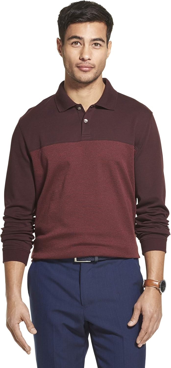 Van Heusen Men's Flex Long Sleeve Jaspe Polo Shirt at Amazon Men’s Clothing store