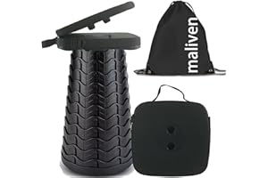 maliven Collapsible Camping Stool with Seat Cushion & Nylon Bag, Square Portable Telescopic Stool, Lightweight Sturdy Foldable Stool for Camp Fishing Picnic, Max Load 550 lb