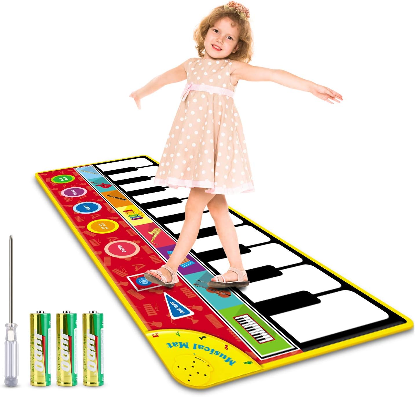 Alfombra de Piano, Alfombra Teclado Musical, Alfombra de Baile Táctil, Alfombra Piano de Suelo, Portátil Electrónico Educativo Musical Tapete de Piano para Bebé, Niño, Niña Regalo