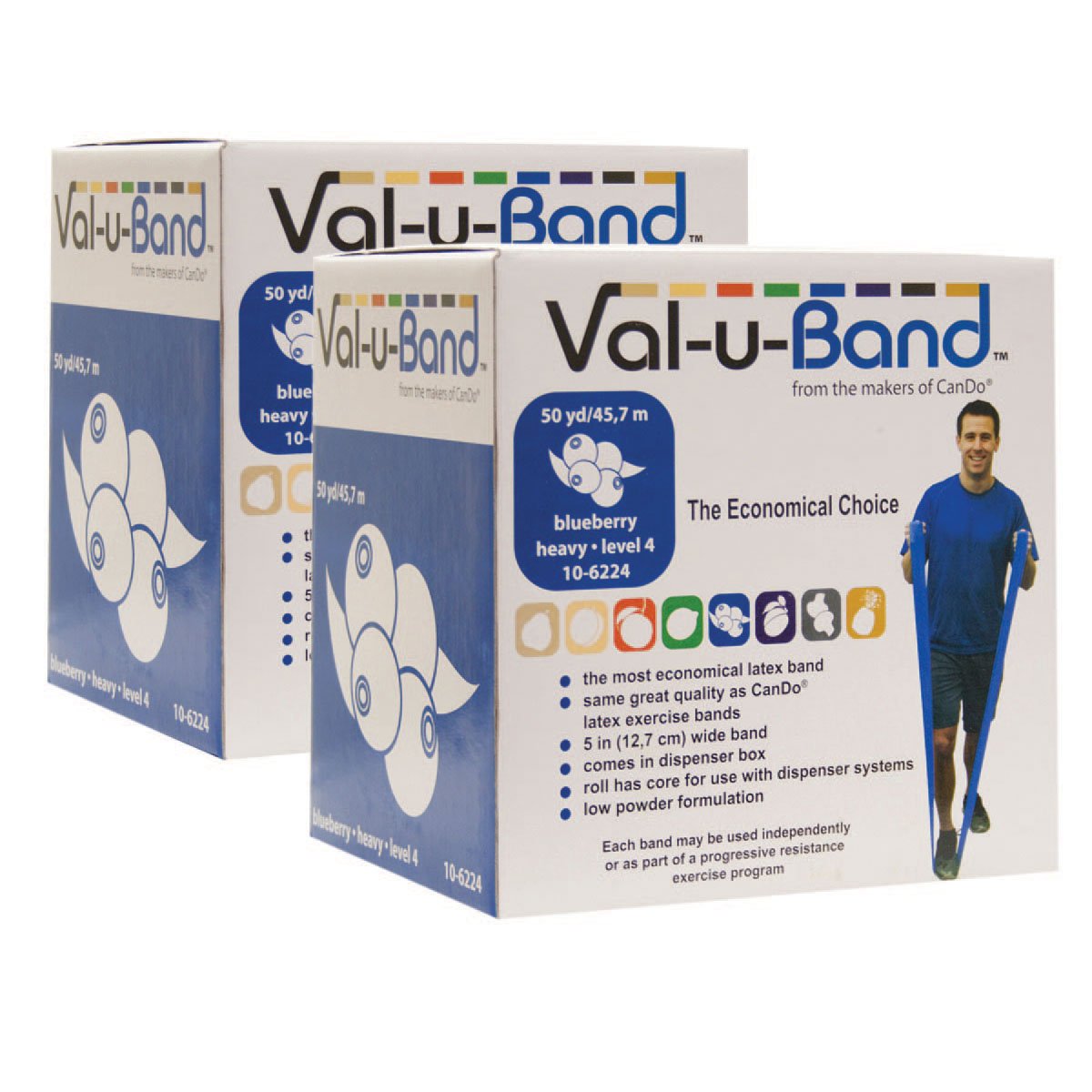 CanDo Val-u-Band 2 x Resistance band / training band / gymnastics band - 45 m each - blueberry (medium) - alternative to dumbbells