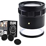 10X Illuminated Jewelers Loupe Magnifier with Interchangeable Reticle Scale, LED Light, 25mm Field of View, for Jewelry,Gems,