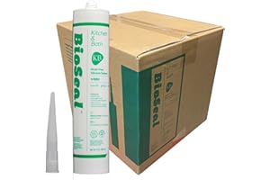 ZERED White BioSeal 100% Silicone Sealant Caulk Kitchen and Bath Grade, Waterproof and No Odor 10.1 Ounce Cartridge, 25 White Tubes/Box