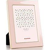 Axeman 4x6 Enamel Picture Frames with Tempered Glass|4 x 6 Modern Photo Frame with Gold Metal Edge Velvet Back for Tabletop and Wall Mount Display for Shelf, Desk & Countertop Decor, Pink