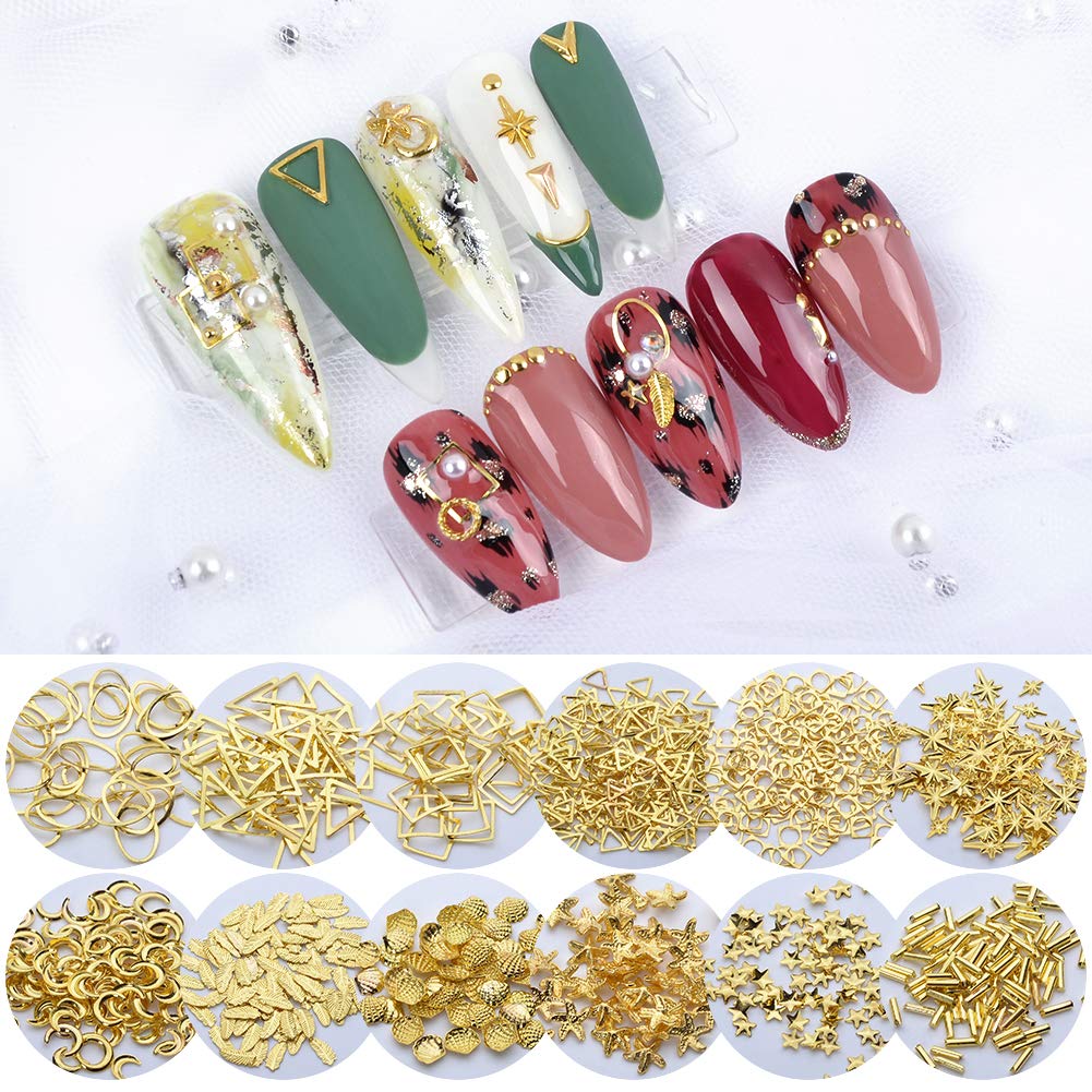 Nail Art 3D Studs Gold Metal Moon Rivet Punk Jewels Manicure Decorations 3 Set