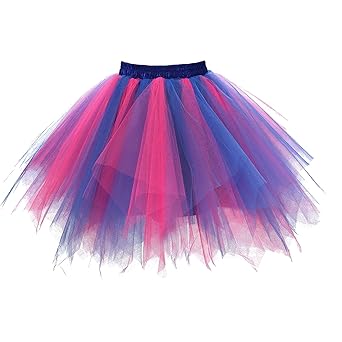 GirstunmBrand Damen 50er Vintage Tüllrock Petticoat Mehrfarbig Bubble Tanzkleid Rock