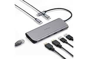 Targus Dual Video Mobile Dock with 140W EPR Power Pass-Through, Dual HDMI 4K@60Hz, 2X USB-C & 2X USB-A 10Gbps, Gigabit Ethern