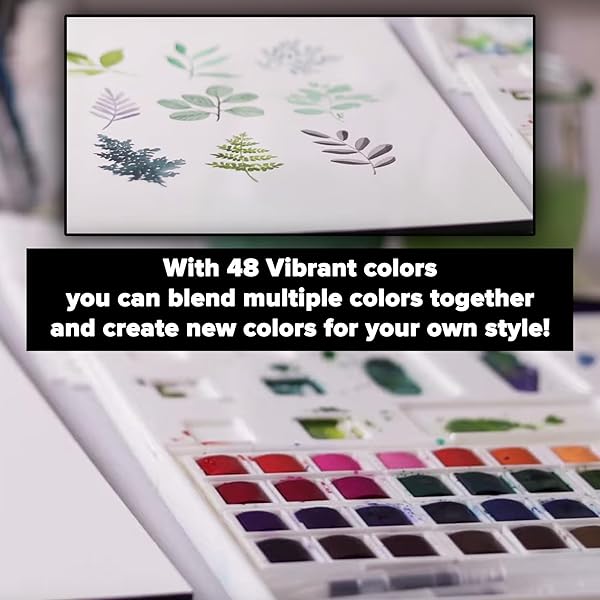 GENCRAFTS WATERCOLOR PAINT PALETTE 48 PREMIUM COLORS WITH PAPER PAD – 2 REFILLABLE BRUSH PENS – 15 SHEETS OF WATER COLOR PAPER
