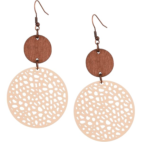 Bohemian Geometric Wood Earrings Bohemian Wood Statement Earrings ...