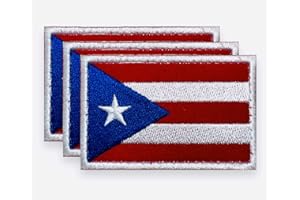 DESIGN MASTER INDUSTRY DM 3Pack Puerto Rico Flag Embroidered Patches Tactical Puerto Rican Flag Patch for Hats, Tactical Bags,Clothes Patch Team Military Patch Military Morale Patch Applique Fastener Hook, and Loop