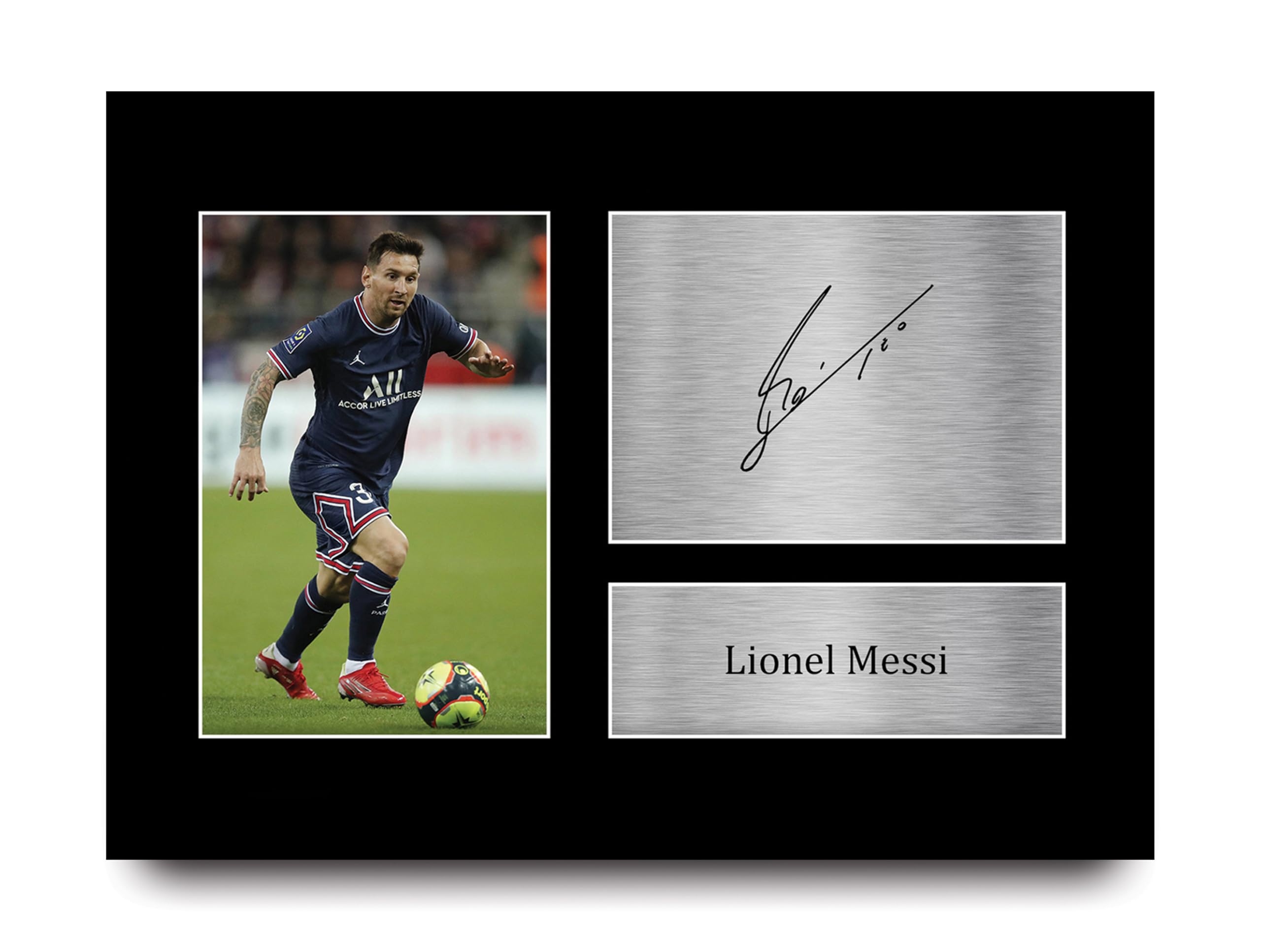 HWC Trading Lionel Messi Paris Blue and Reds Gifts Printed Signed Autograph Picture for Football Fans and Supporters - A4
