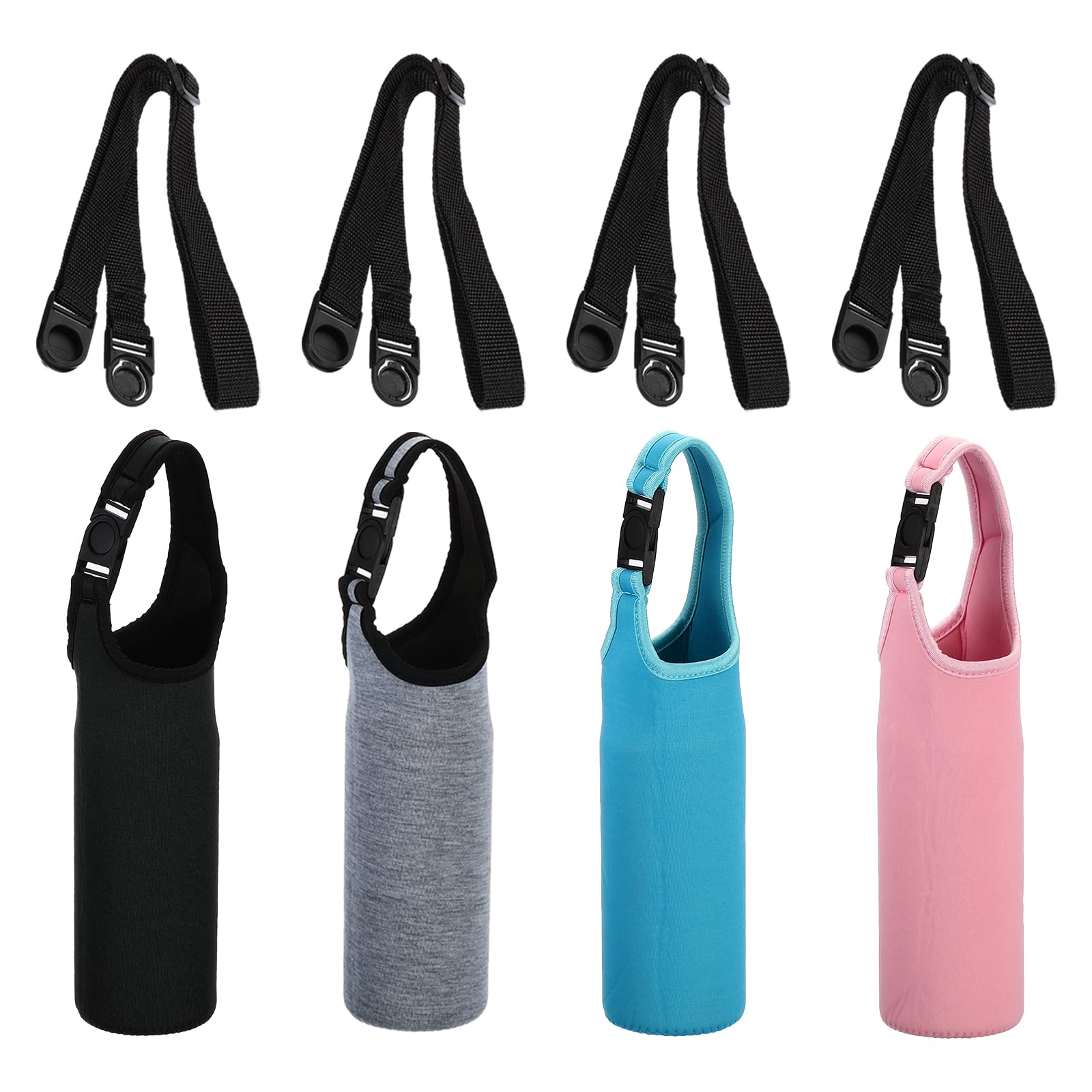 PATIKIL 67mmx185mm Water Bottle Sling Bag, 4 Pack Neoprene Portable Insulated Bottle Holder Carrier with Removable Adjustable Shoulder Strap 4 Different Color