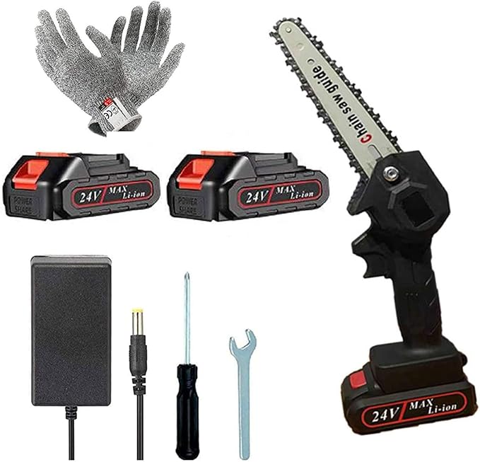 Mini Chainsaw 6Inch Cordless Power Chain Saws, Portable 24V Electric
