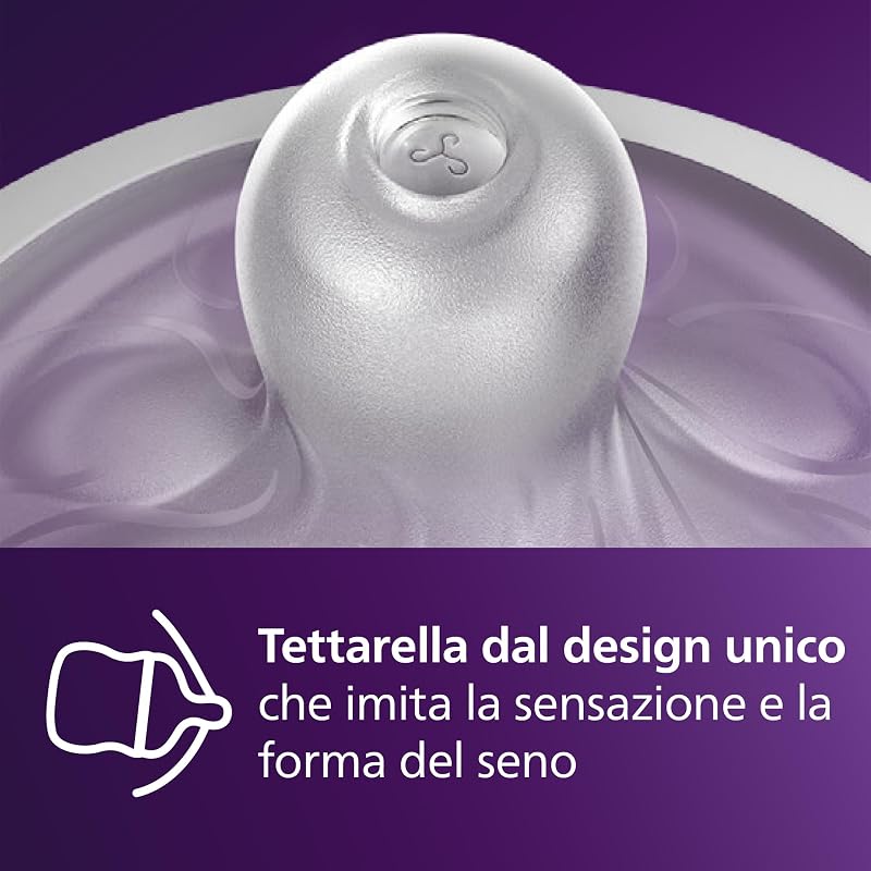 Philips Avent Biberon Natural Response da 260 ml con valvola Airfree, senza BPA, per bambini da 3-6 mese (modello SCY673/01)