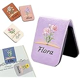 HJX Personalized Magnetic Leather Bookmark for Women - Custom Birth Flower & Name Bookmarks for Book Lovers Reading, Bookish Gifts (Colorful Birth Flowers)