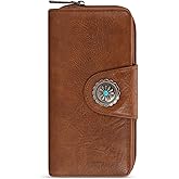Montana West Brown Wallets for Women RFID Blocking Wallet Large Capacity Phone Clutch Wallet Ladies Female Western Bifold Wallets with ID Window