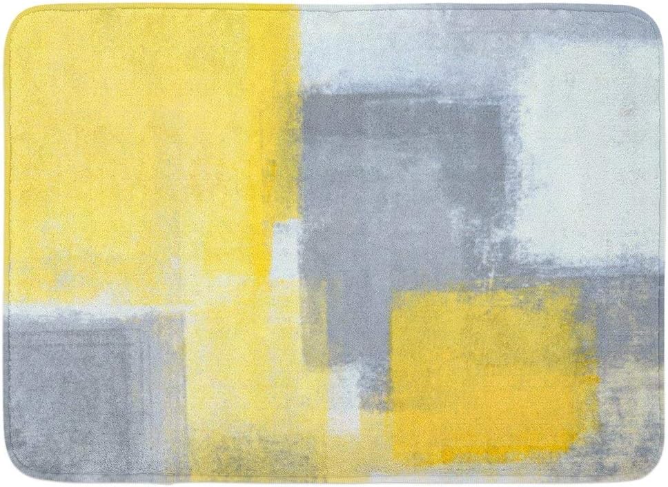 Amazon Com Coolest Secret Bath Mat White Steady Grey Yellow Abstract Modern Bathroom Decor Rug 16 X 24 Home Kitchen