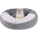 MICOOYO Covered Dog Bed Small - Donut Camling Dog Beds for Small Dogs with Hooded Blankets, Round Cuddler Pet Beds for Puppy
