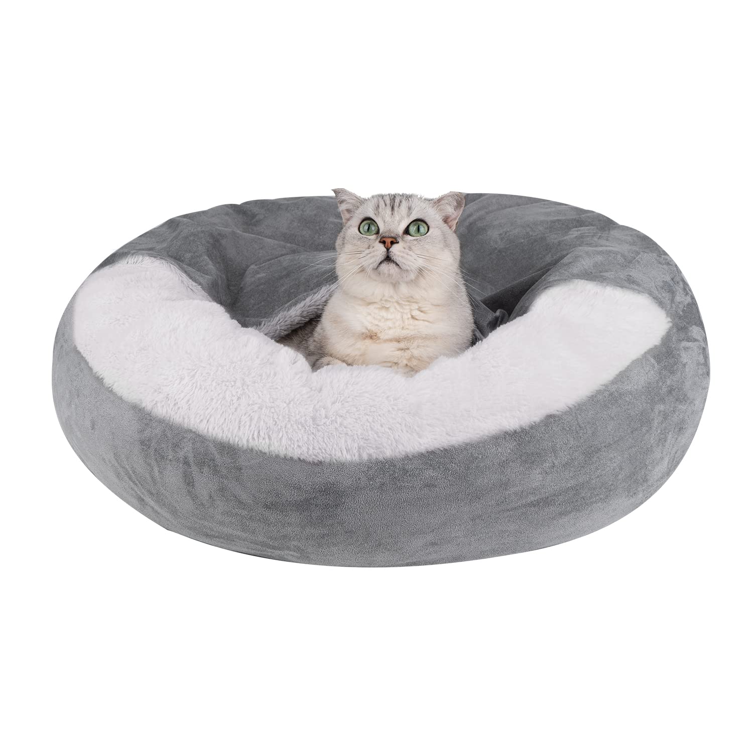 MICOOYO Hooded Dog Bed Small, Cozy Donut Dog Blanket Bed for Doggie, Claming Pet Caved Bed for Cats Puppies (Small, Grey)