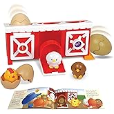 Learning Resources Peeksville Hide & Cheep Chicken Coop, Farm Animals, Farm Toys, Barn, Sensory Toys, Peekaboo, Toddler Playset, Toddler Gift, Manipulatives for Preschoolers