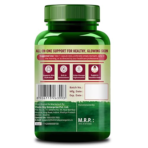 HIMALAYAN ORGANICS Organics Skin Glow Glutathione with Vitamin C & Biotin |  for Healthy, Glowing & Brightening Skin - 30 Capsules in Saudi Arabia |  Whizz B7 (Biotin)
