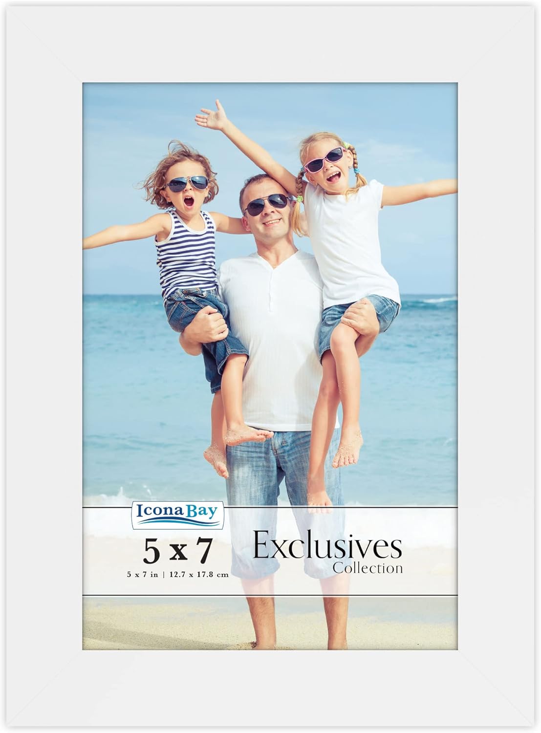 Photo Albums, Frames & Accessories - Icona Bay 5x7 White Picture Frame, Sturdy Wood Composite Photo Frame 5 x 7, Sleek Design, Table Top or Wall Mount, Exclusives Collection
