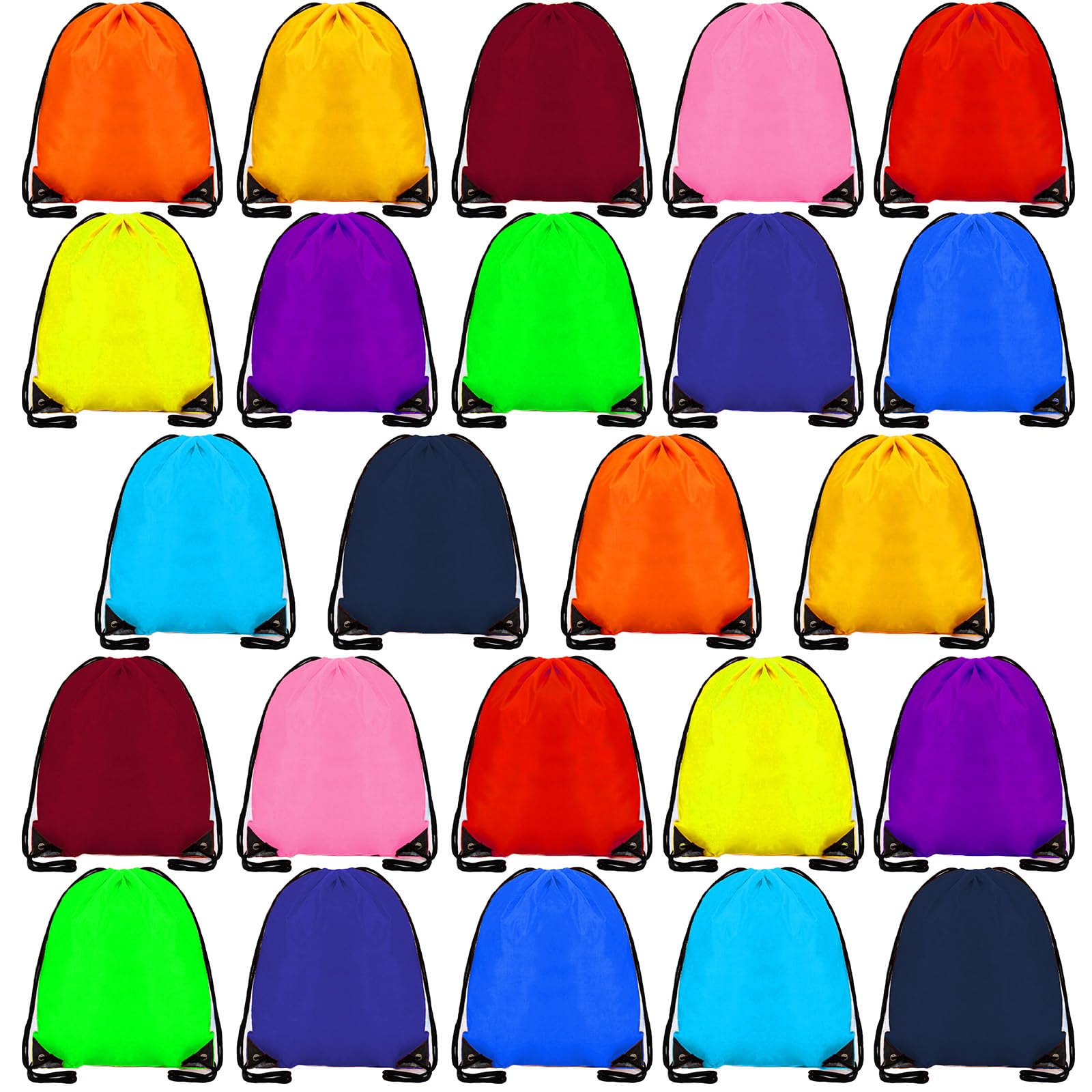 24 Pcs Drawstring Bag,Drawstring Backpack Bags for Gym School Travel Picnic Storage Kids Adults,Pe Sport String Backpack Gift Bags for Girls Boys