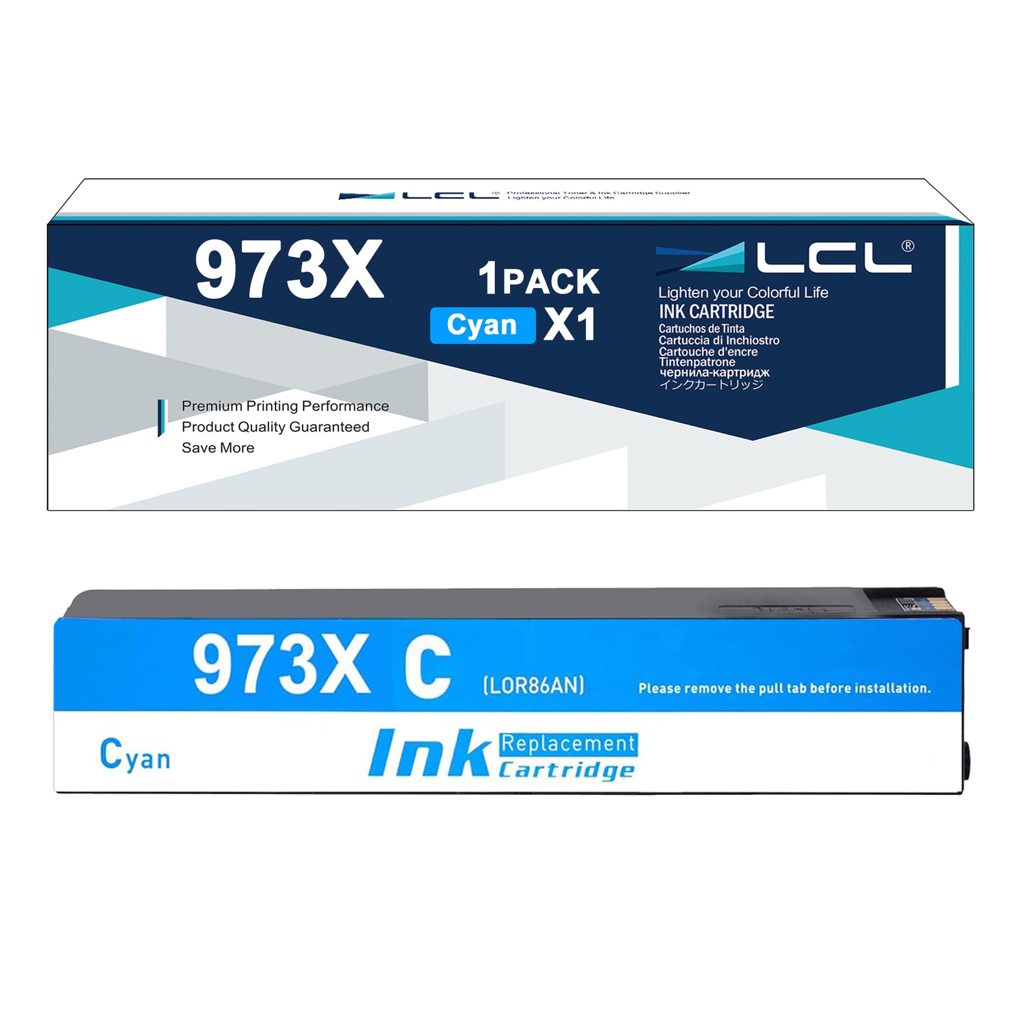 LCL 973X Ink Cartridge Replacement for Hp PageWide Pro 452dn 452dw 452dwt 477dn 477dw 477dwt 552dw 577dw 577z Managed MFP P57750dw P55250dw (1 Cyan)