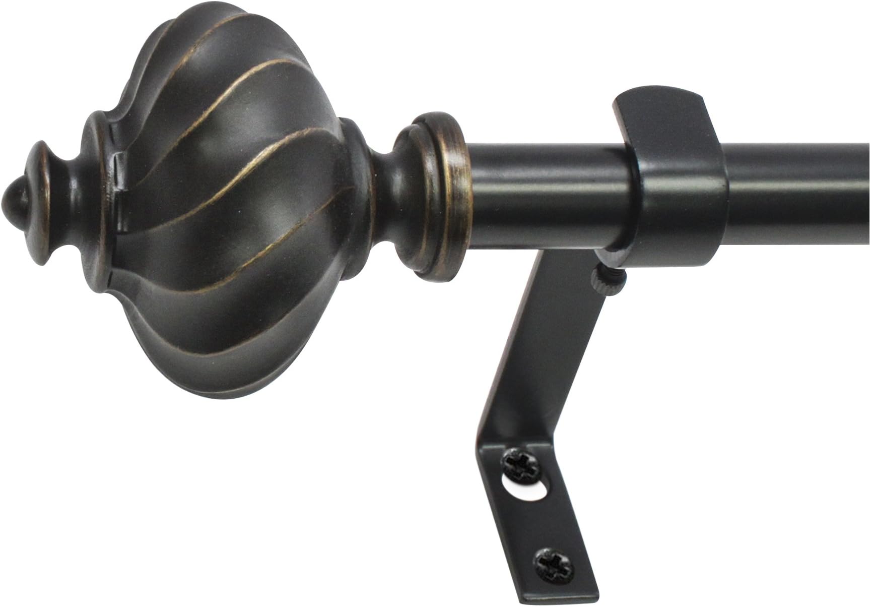 Decopolitan 29991-48BO Ribbed Knob 5/8" Curtain Rod Set, 48 to 86 Inches, Black Oil