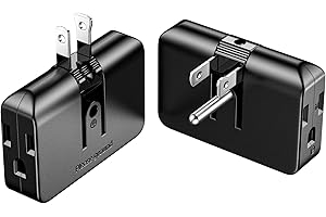 ETwinCoo Outlet Adapter,2 Prong to 3 Prong Outlet Adapter, 3 Prong to 2 Prong Adapter Converter,Flat Wall Plug, Swivel Polarized Grounding Converter, Fireproof 3 Outlet Adapter for Household, 2 Pack