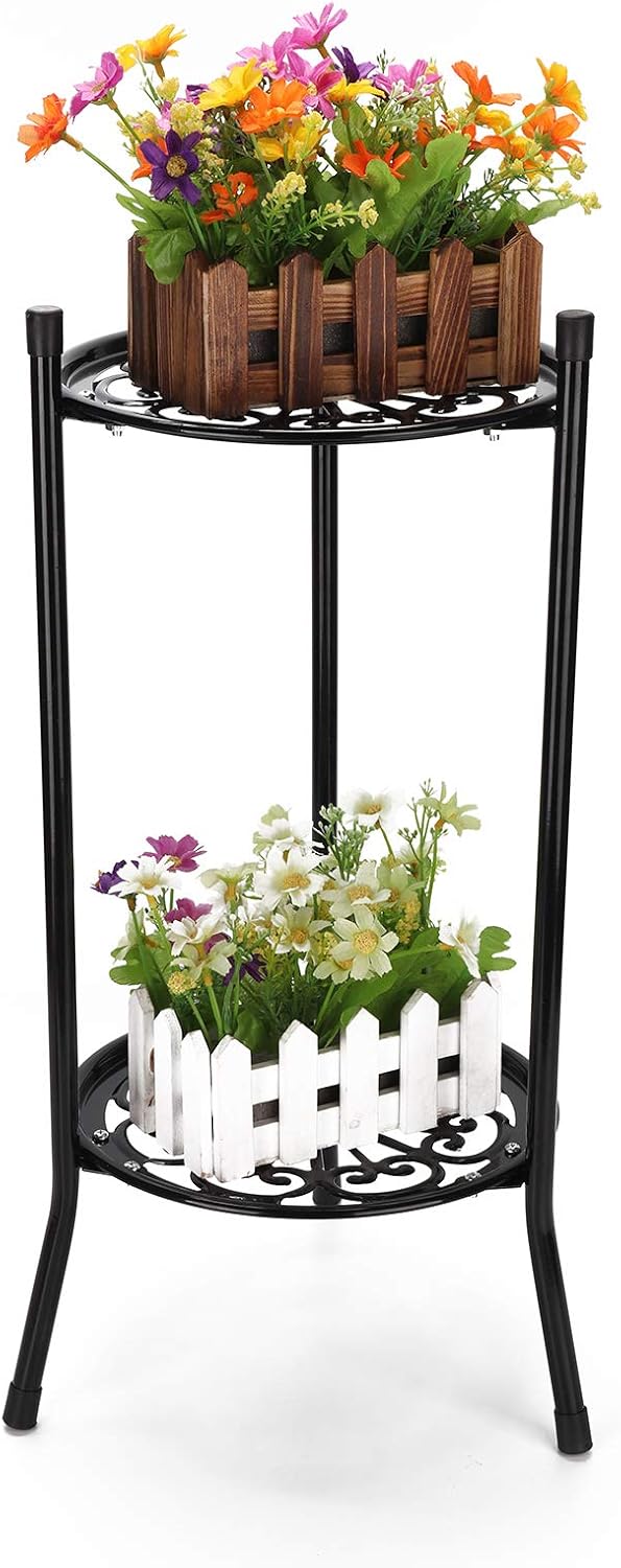 Youyijia 2layer Plant Stand 50cm Metal Plant Pot Stand Flower Display