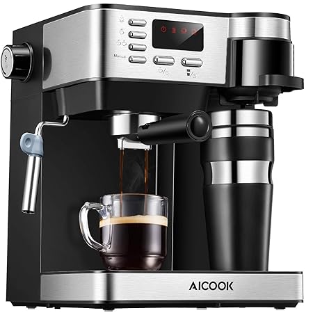 Aicook - Cafetera italiana 3 en 1 (cafetera espresso de 15 ...