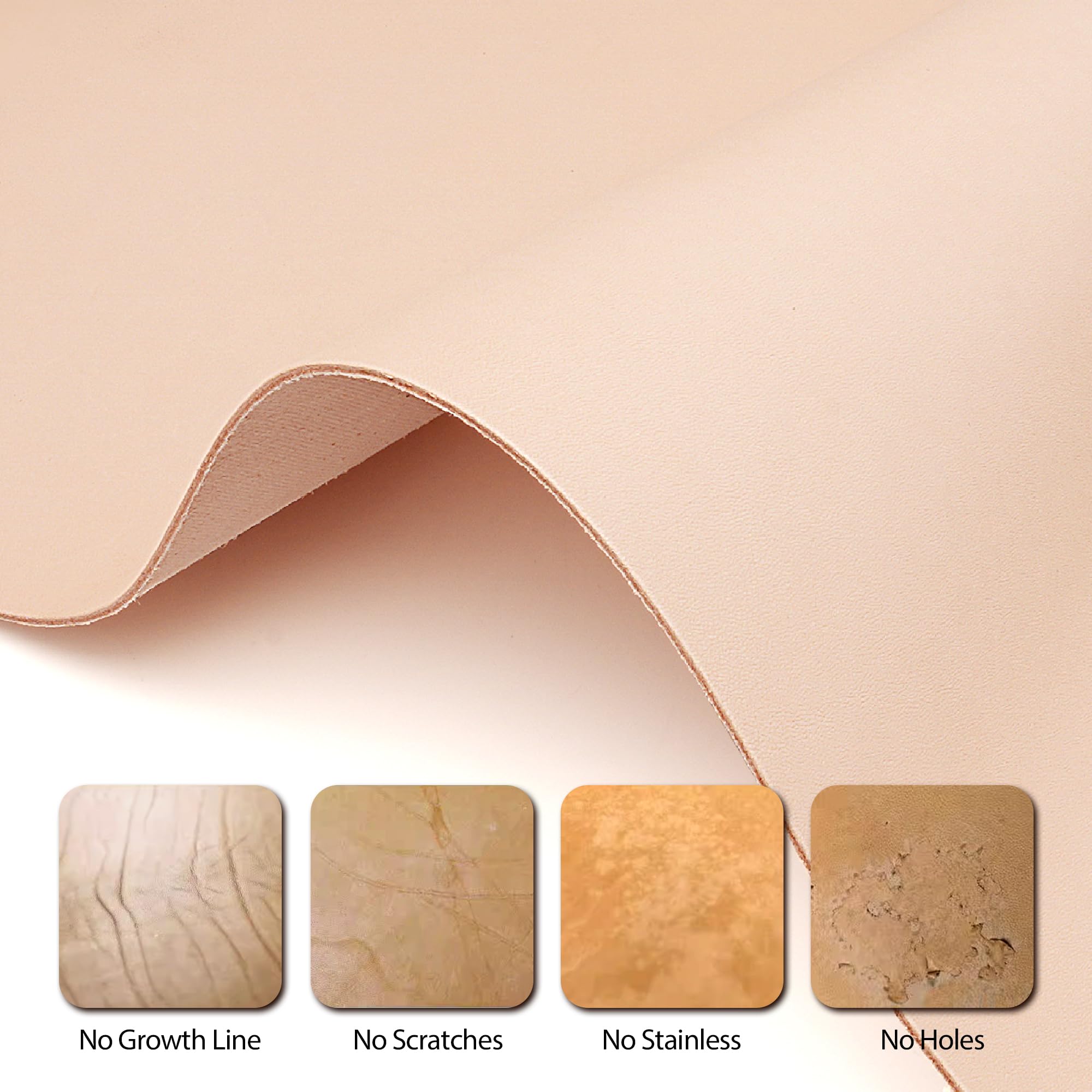 JinRuiKJ A Grade Tooling Leather Square 1.8-2.0MM Thick, Vegetable Tanned Leather Pieces Precut 8