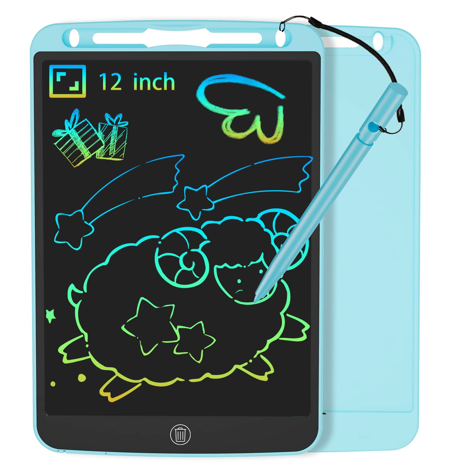 JOEAIS LCD Writing Tablet 12 Inch, Colourful Digital Writing Board for Learning, Doodling, and Drawing, Christmas and Birthday Toys Gifts for Boys and Girls (Blue)