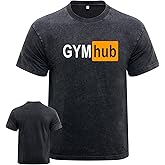 Gym Hub Washed Gym Shirt for Men Distressed Workout T-Shirt - Soft Cotton Fitness Tee for Training, Running