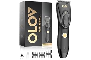 OLOV PROFESSIONAL Hair Clippers for Men, Cordless Hair Clipper Kit, Adjustable 4 Length Setting, 2-Speed Settings, Replaceable Ceramic Blade Heads, Rechargeable Hair Clippers for Family (Black)