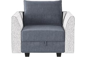 HONBAY Modern Fabric Middle Module for Modular Sofa Customizable Sectional Sofa Couch Accent Armless Chair, Bluish Grey