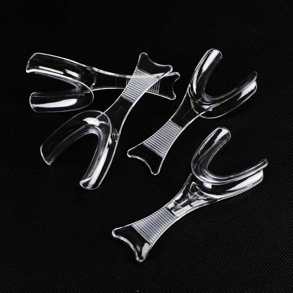 Airgoesin 4pcs Dental Orthodontic Intraoral Mouth Cheek Lip Retractor Openers Clear Plastic Sterilizable Under 135 Degree Celsius Fish Tail Type