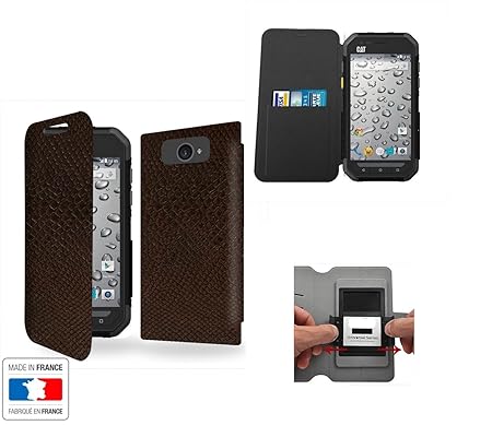 INNOVATIVE Marron Python Collection Serpent Caterpillar CAT S30 Schutzhülle mit internen Speicher Tür-Karte - Caterpillar CAT S30