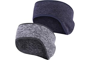 Obacle Ear Warmer Headband for Cold Weather Running Sweatband Sports Non Slip Thin Earmuff for Girls Women Men Fleece Headband Ear Cover Muffs for Jogging Cycling Riding Motorcycle Yoga, 2 Pack