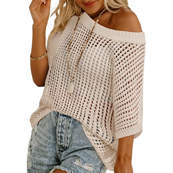 Amazon.com: JEUROT Summer Crochet Tops for Women Loose Off