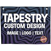 DreamController Custom Tapestry Personalized Wall Hanging with Your Photo, Text or Logo for Home & Events | HD Printed Fabric | Made in the USA | Multiple Sizes