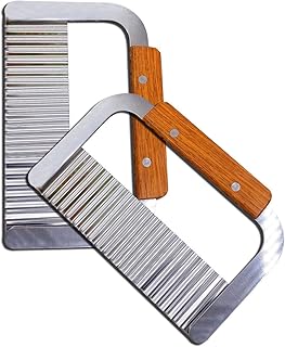 MOACC Kartoffelschneider, Pommesschneider, Wellenschnittmesser Edelstahl Klinge mit Holzgriff, Küchengerät Schneidewerkzeug für Gemüse, Kartoffeln, Zwiebeln, 2 Stück