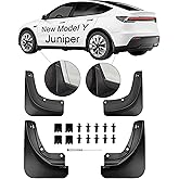 Mud Flaps for Tesla New Model Y Juniper 2025 2026, Military Grade All‑Weather Splash Protection, No Drilling Required, Protect Paint, Mud Guard Set of 4 (Black)